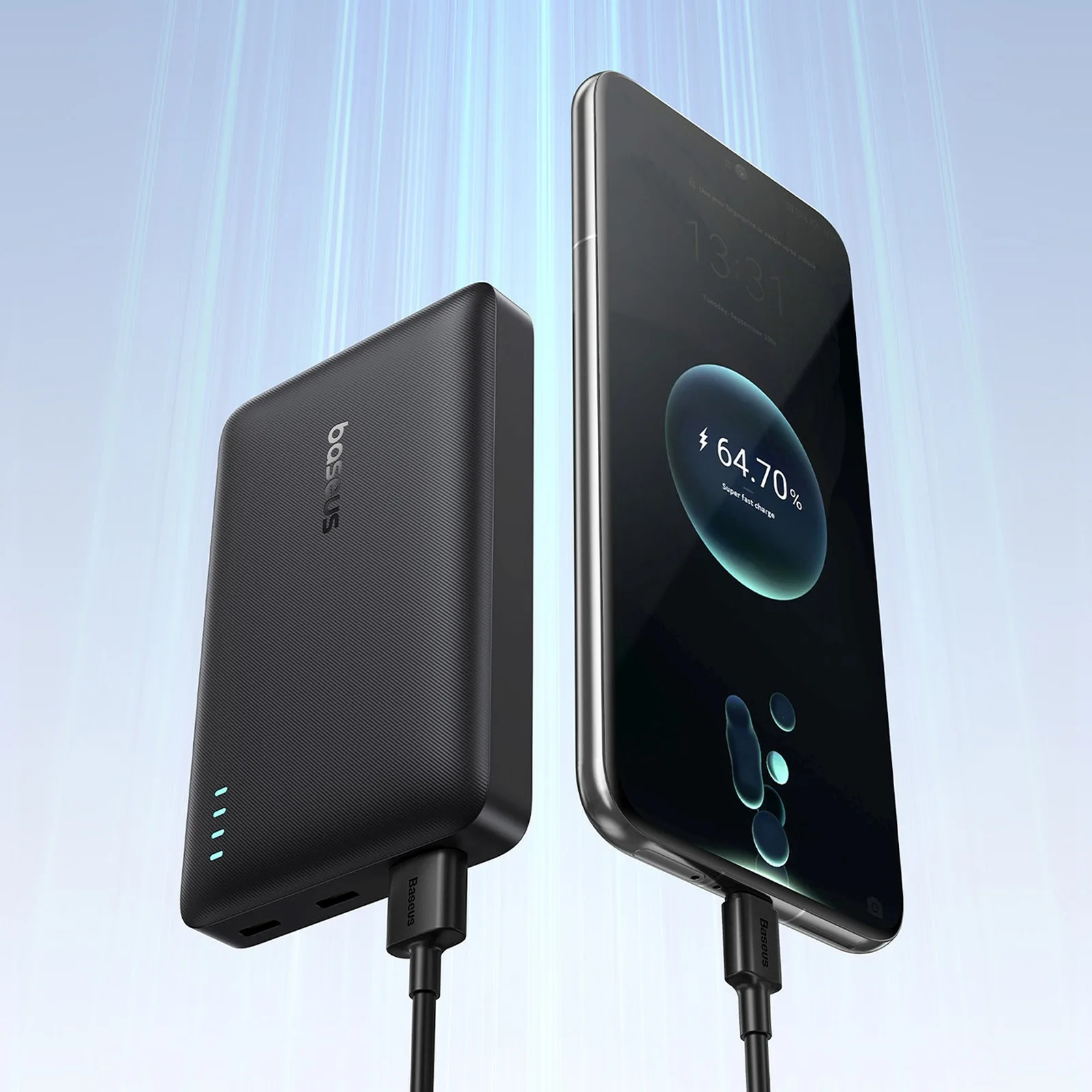 Powerbanka EnerFill FP21 s kapacitou 10 000 mAh a výkonom 22,5 W s portmi USB-A a USB-C a káblom USB-C – čierna 11