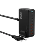 4x USB-A, 4x USB-C GaN QC3 240W asztali töltőállomás - fekete