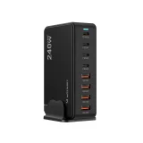 4x USB-A, 4x USB-C GaN QC3 240W asztali töltőállomás - fekete 2