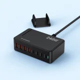 4x USB-A, 4x USB-C GaN QC3 240W asztali töltőállomás - fekete 5