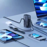 4x USB-A, 4x USB-C GaN QC3 240W asztali töltőállomás - fekete 7