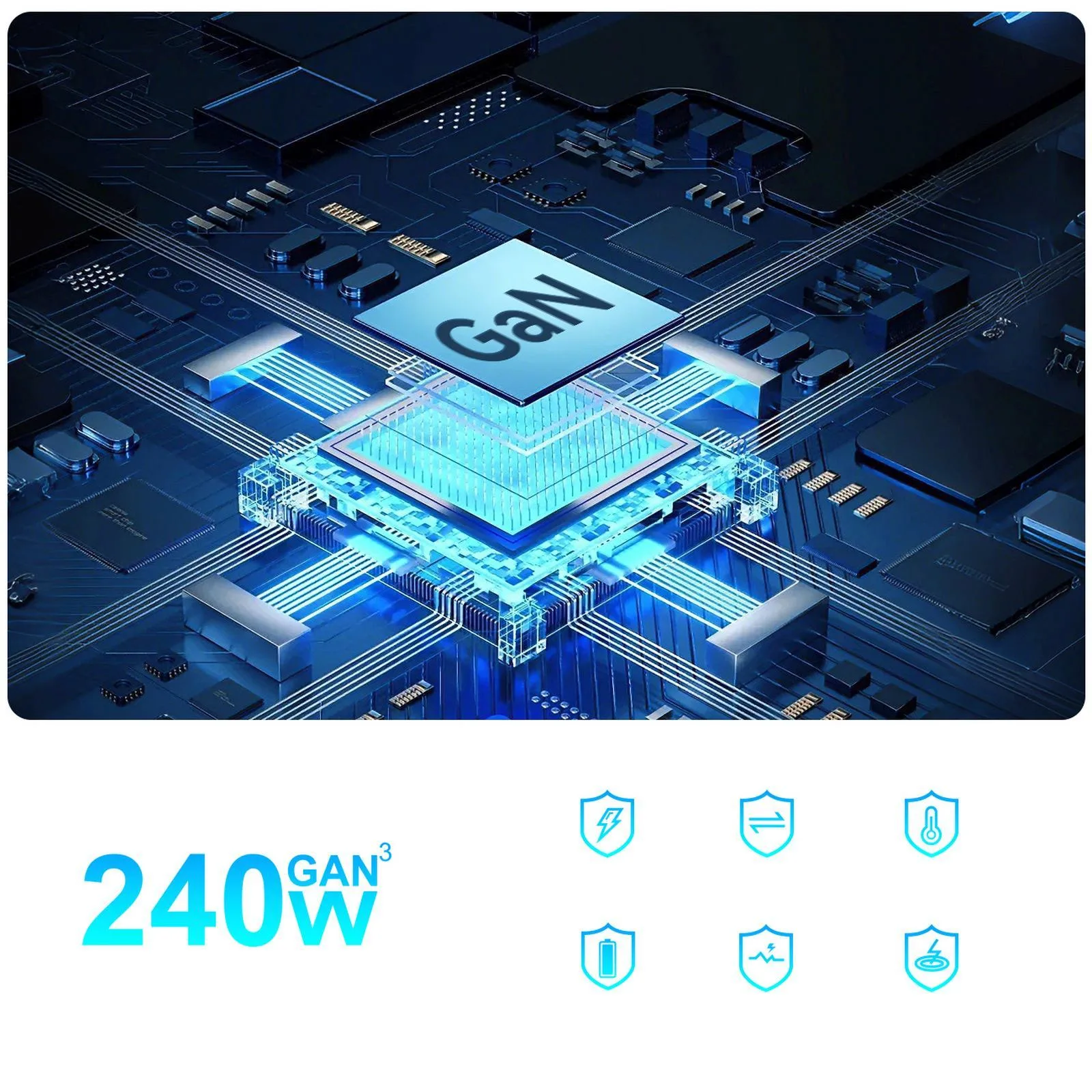 Stacja ładująca biurkowa 4x USB-A 4x USB-C GaN QC3 240W - czarna 9