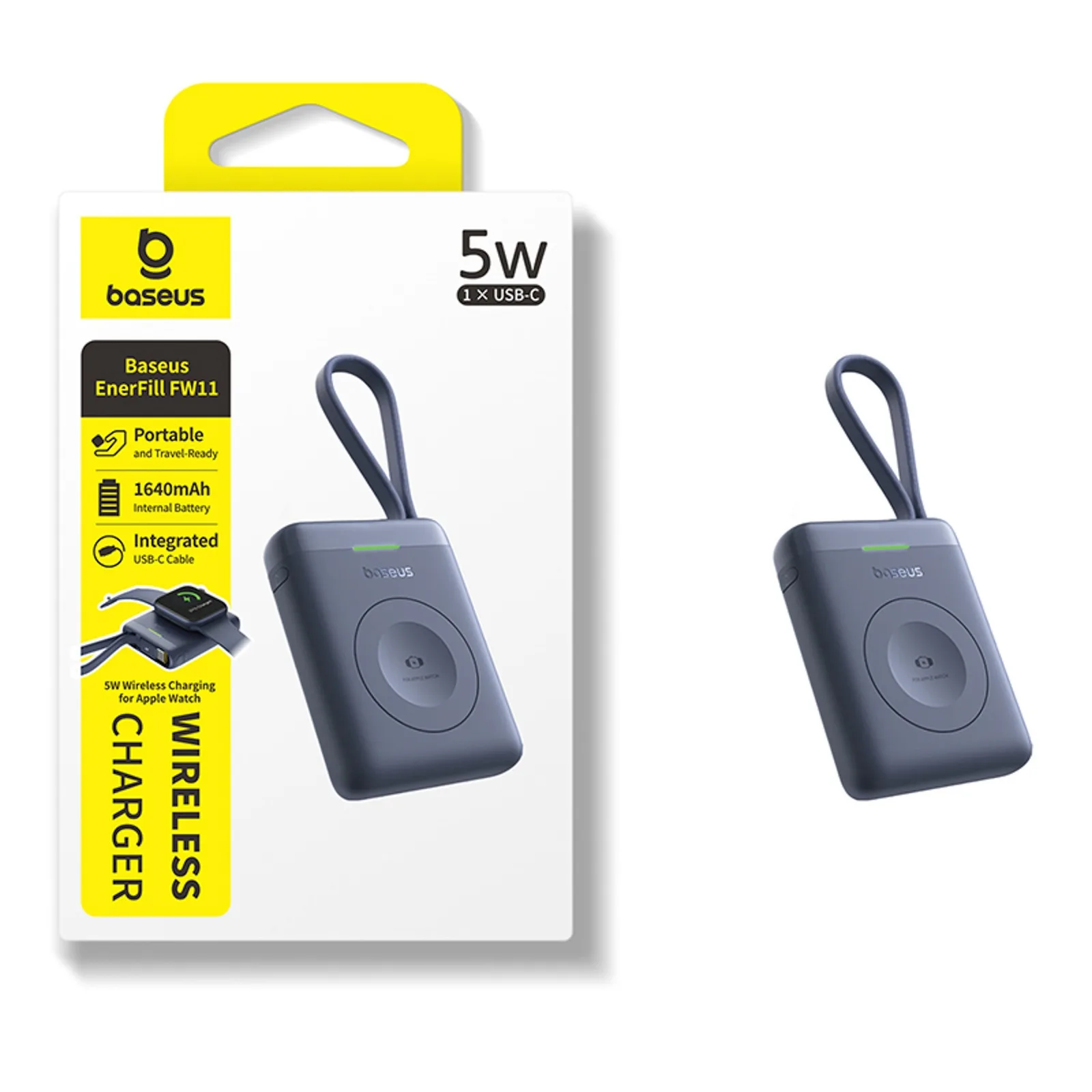 Powerbank 1640 mAh 5W EnerFill FW11 do Apple Watch z wbudowanym kablem - czarny 6
