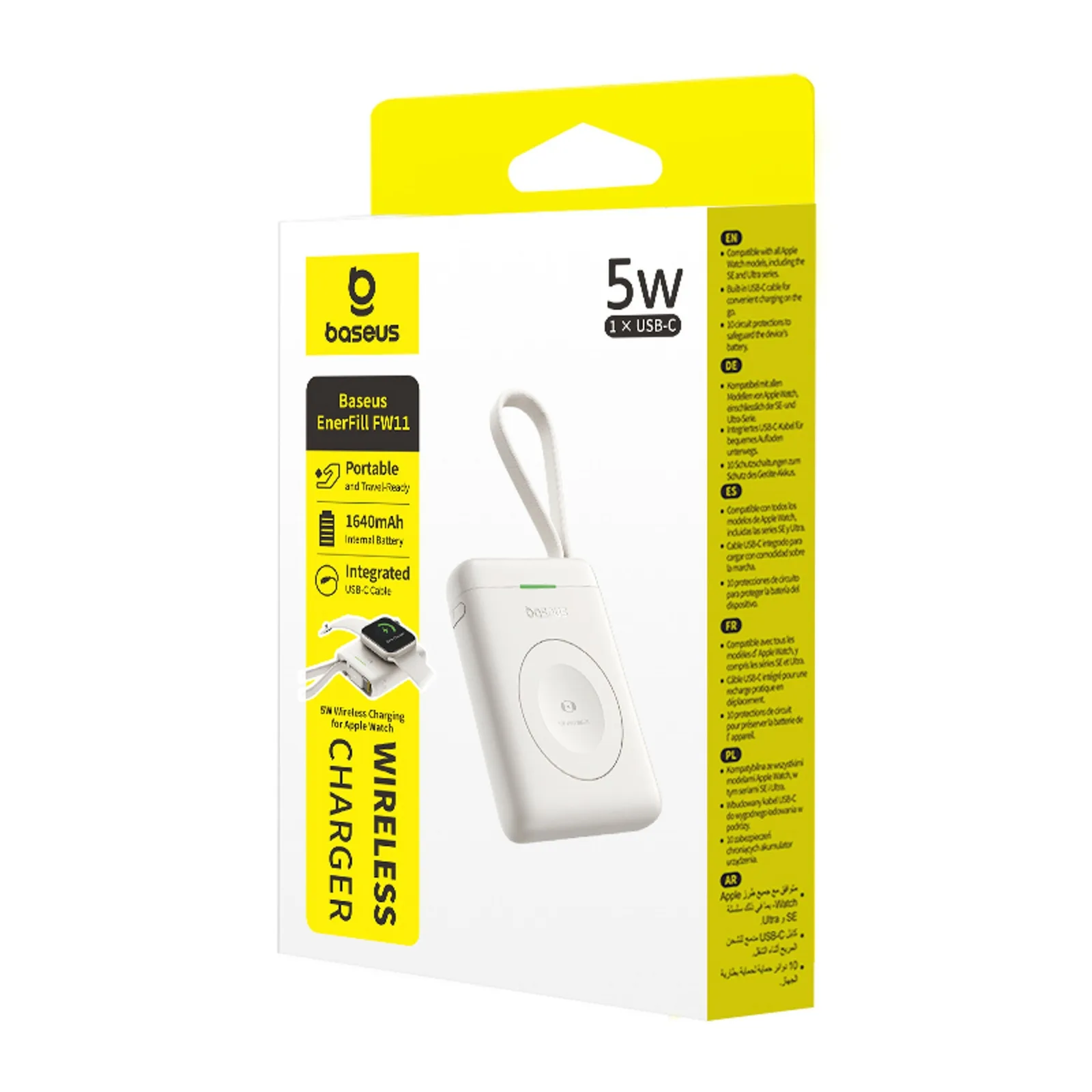 EnerFill FW11 1640 mAh 5W Power Bank za Apple Watch s ugrađenim kabelom - bijela 4