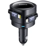 Autoladegerät mit einziehbaren USB-C- und iPhone-Lightning-Kabeln, 60 W – schwarz 2