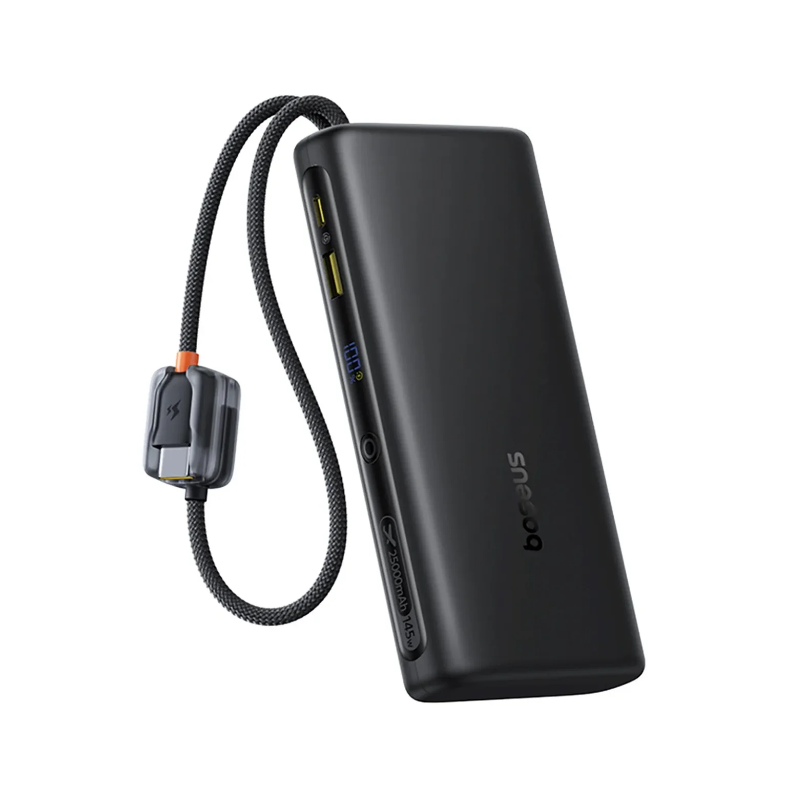 25000mAh 145W Power Bank s zaslonom i ugrađenim USB-C kabelima - crna 25000mAh 145W Power Bank s zaslonom i ugrađenim USB-C kabelima - crna