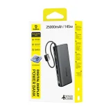 25000mAh 145W Power Bank s zaslonom i ugrađenim USB-C kabelima - crna 8