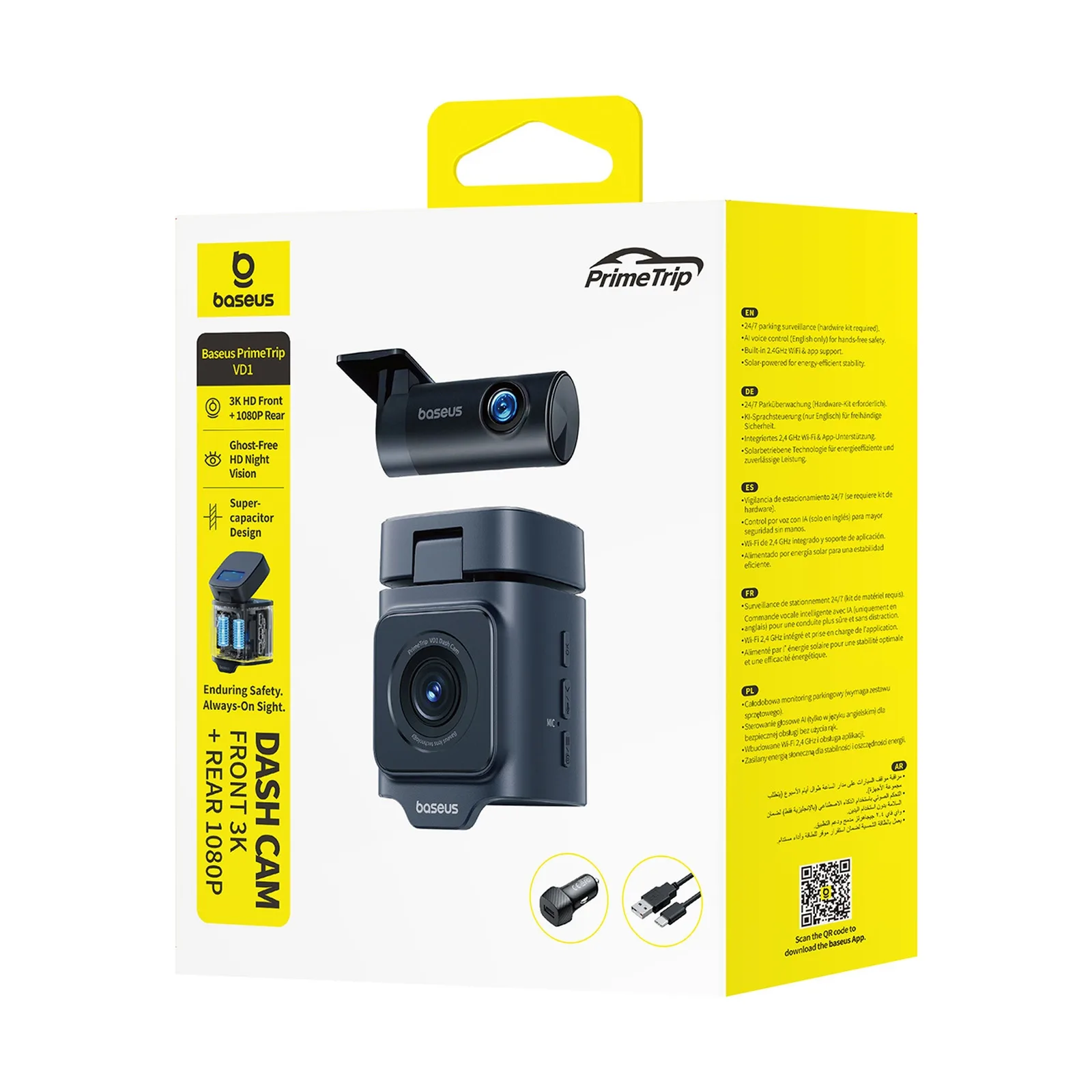 PrimeTrip VD1 2K+1080p Dash Cam - Black 8