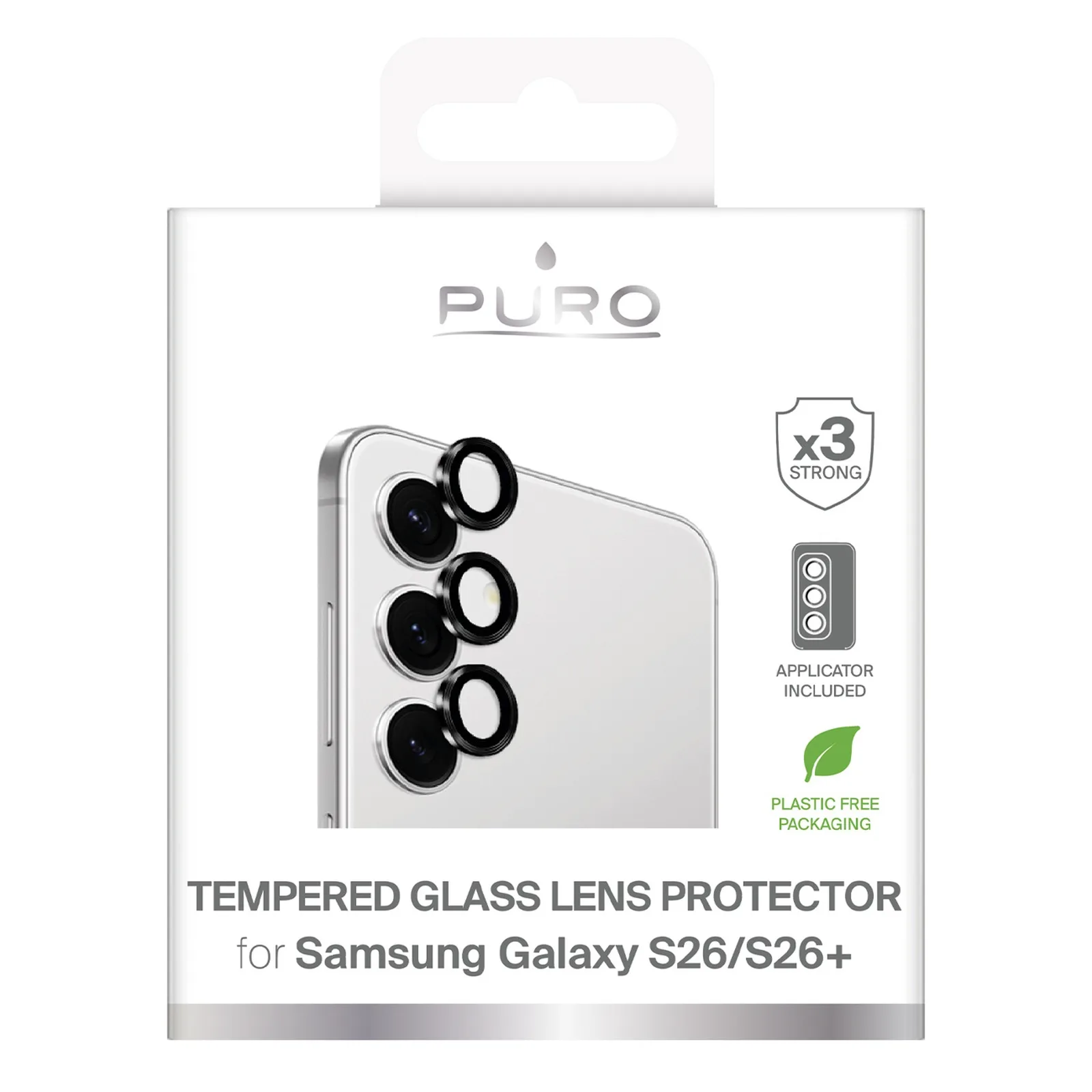 Tempered glass for the rear camera on the Samsung Galaxy S26/S26 Plus – with a black frame 2