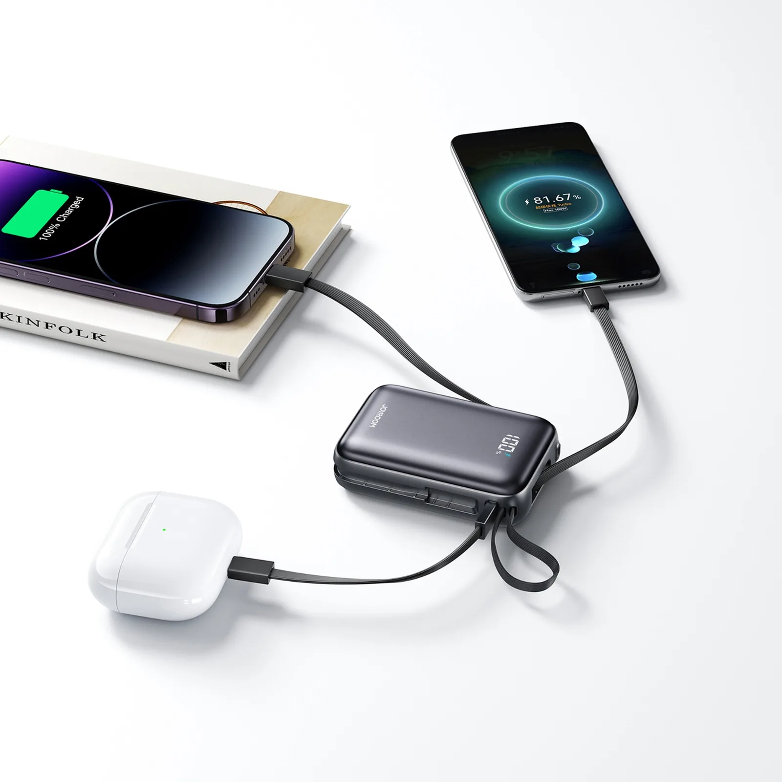 Powerbank 20000mAh 22.5W USB-C z podwójnym kablem - czarny 11