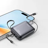 20000mAh 22.5W USB-C Power Bank s dvostrukim kabelom - crna 8