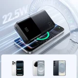 20000mAh 22.5W USB-A USB-C Power Bank kijelzővel JR-QP192 Mini - Fekete 11