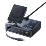 5-in-1-Ladestation USB-A auf USB-C mit einziehbarem Kabel, 140 W Qi2 – Schwarz 2