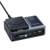 5-in-1-Ladestation USB-A auf USB-C mit einziehbarem Kabel, 140 W Qi2 – Schwarz 4