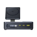 5-in-1-Ladestation USB-A auf USB-C mit einziehbarem Kabel, 140 W Qi2 – Schwarz 5