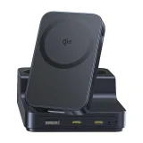 6-u-1 bežična stanica za punjenje USB-A, USB-C, 2x AC utičnice, 67W - crna 2