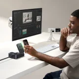 6-u-1 bežična stanica za punjenje USB-A, USB-C, 2x AC utičnice, 67W - crna 6