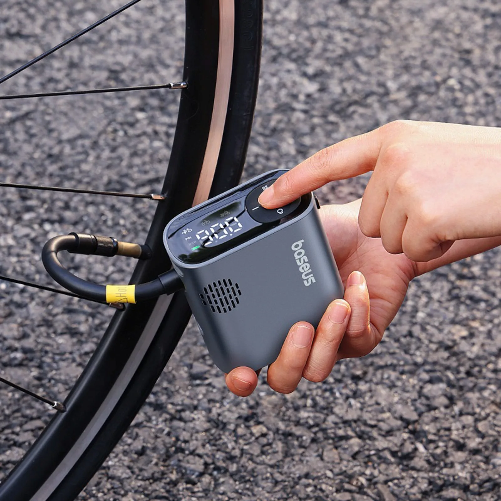 Pompă electrică pentru biciclete cu afișaj, 1500mAh, 150 psi, 45W - negru 11