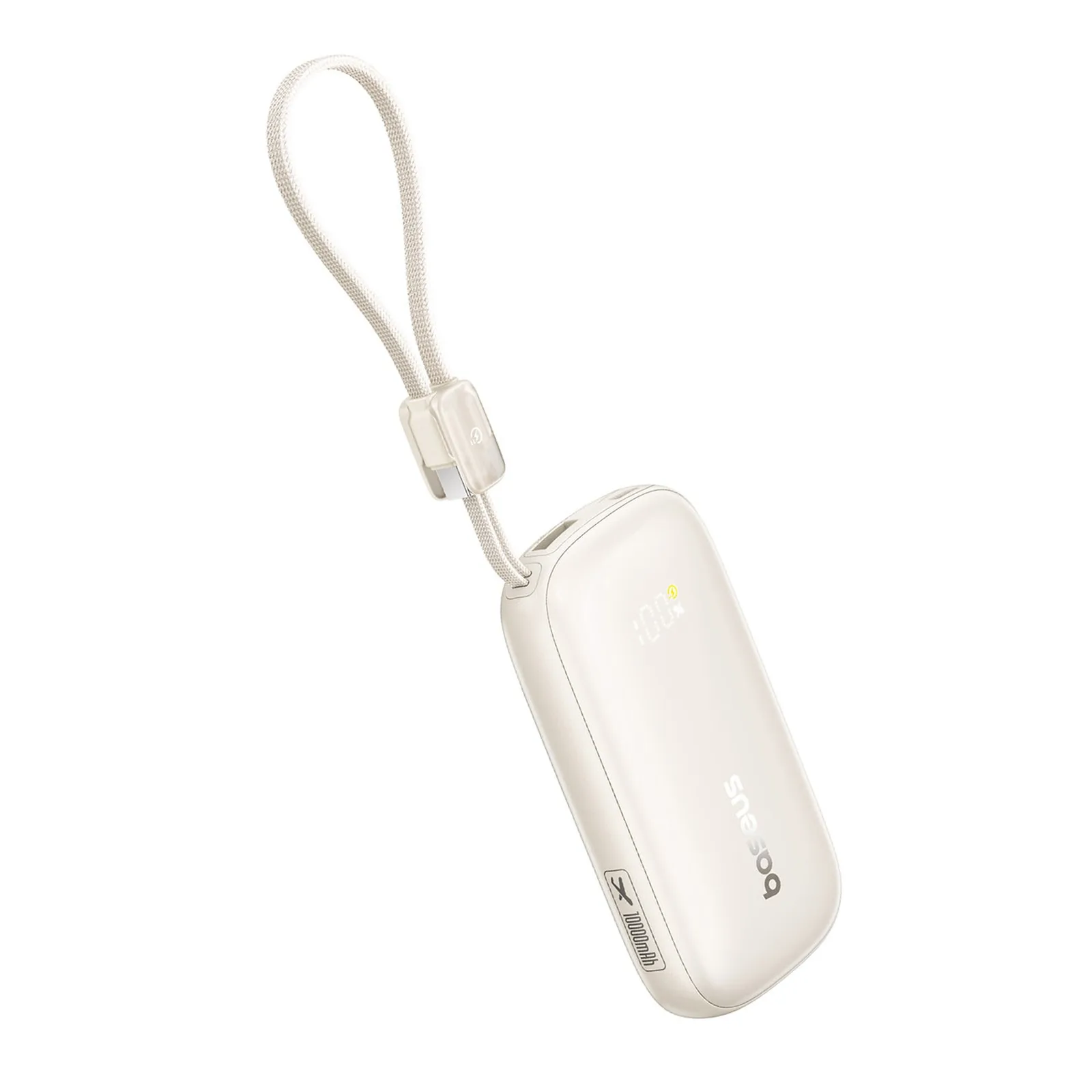 10000mAh 45W FC21 Qpow 3 Ultra Power Bank kijelzővel, USB-C iPhone Lightning kábel - Titánium 3