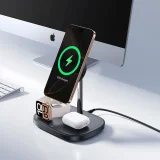 3-u-1 indukcijska punjač za pametni telefon, sat i slušalice s hlađenjem, 45W USB-C kabel - crna 5