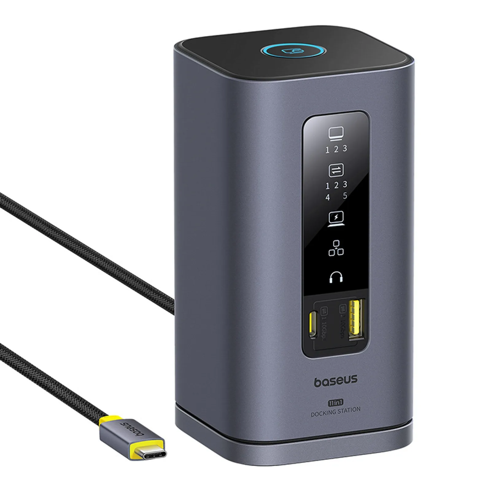 11 az 1-ben USB-C, USB-A, HDMI, RJ45, 3,5 mm-es minijelzős dokkolóállomás - szürke