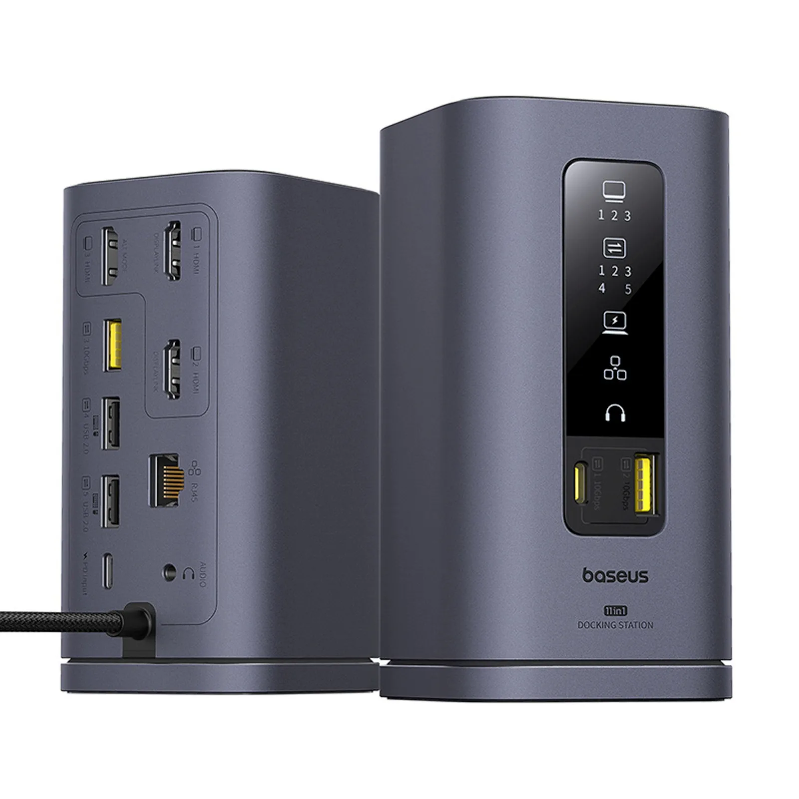 11 az 1-ben USB-C, USB-A, HDMI, RJ45, 3,5 mm-es minijelzős dokkolóállomás - szürke 3