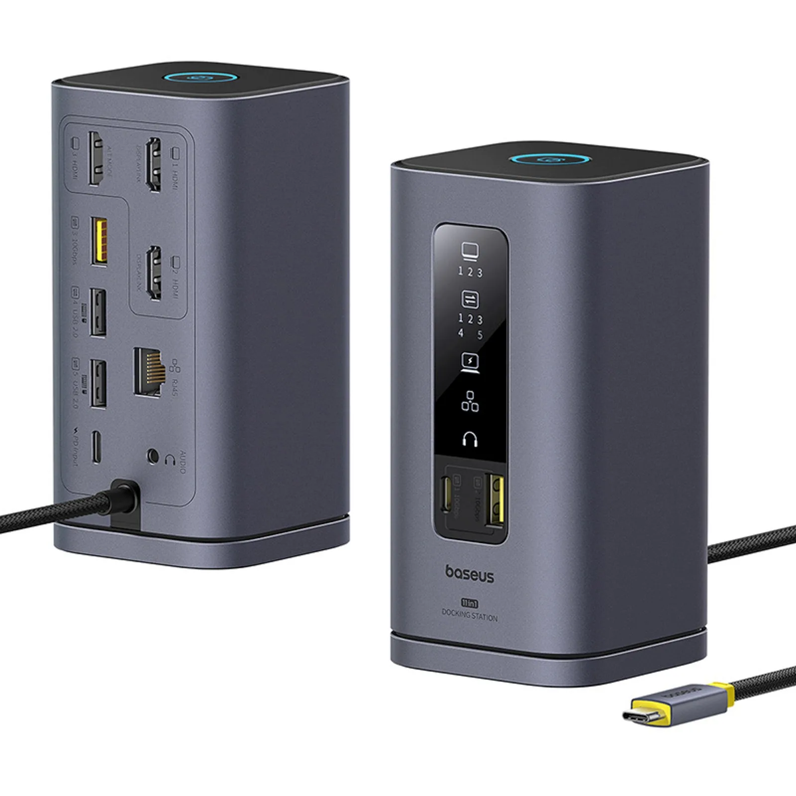11 az 1-ben USB-C, USB-A, HDMI, RJ45, 3,5 mm-es minijelzős dokkolóállomás - szürke 4
