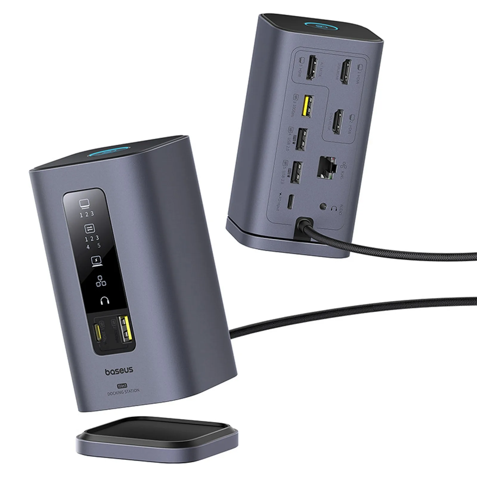 11 az 1-ben USB-C, USB-A, HDMI, RJ45, 3,5 mm-es minijelzős dokkolóállomás - szürke 5