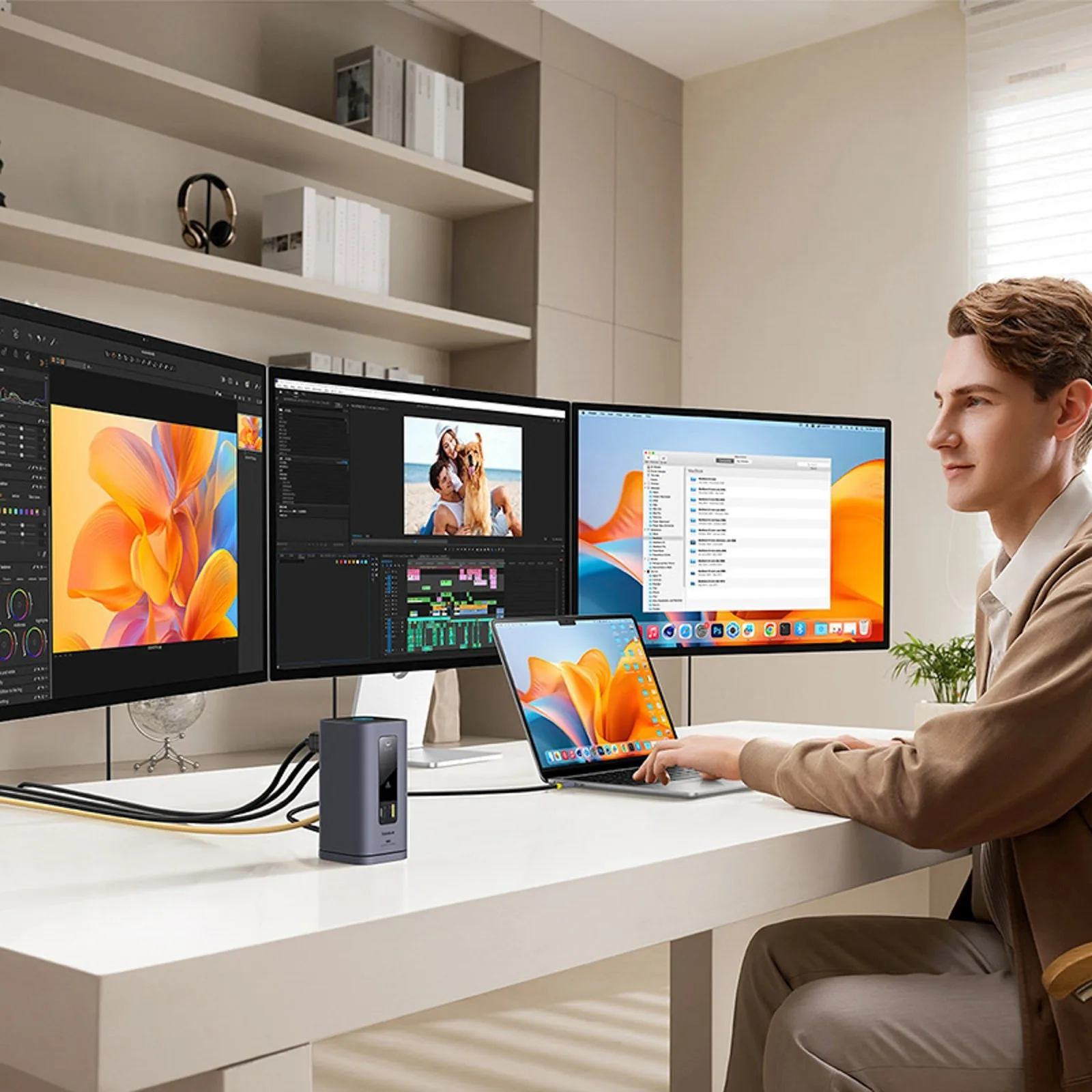 11 az 1-ben USB-C, USB-A, HDMI, RJ45, 3,5 mm-es minijelzős dokkolóállomás - szürke 6