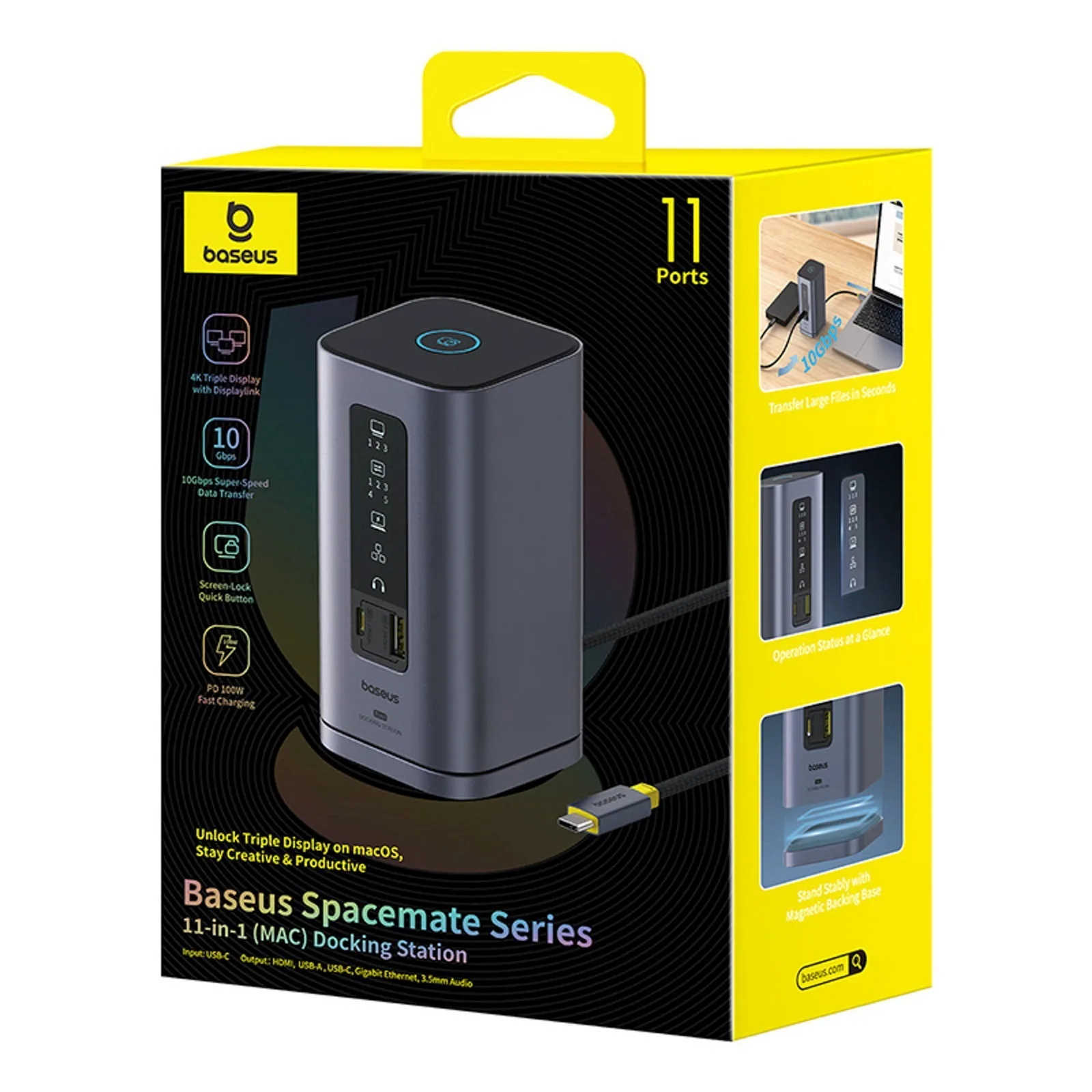 11 az 1-ben USB-C, USB-A, HDMI, RJ45, 3,5 mm-es minijelzős dokkolóállomás - szürke 9