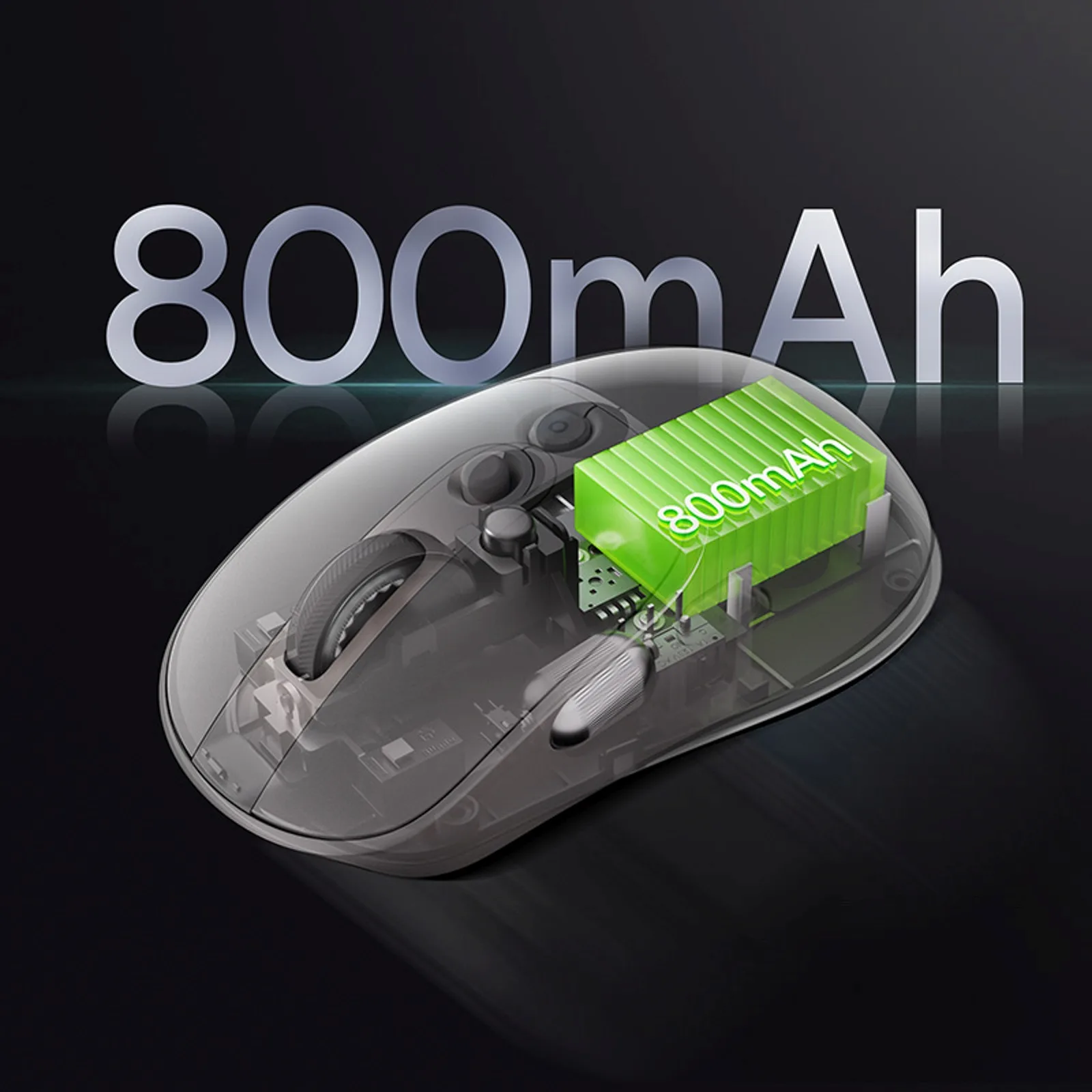 Drahtlose Maus mit Akku, Akkustandsanzeige, 4000 DPI, 800 mAh, 2,4 GHz, BT – weiß 4