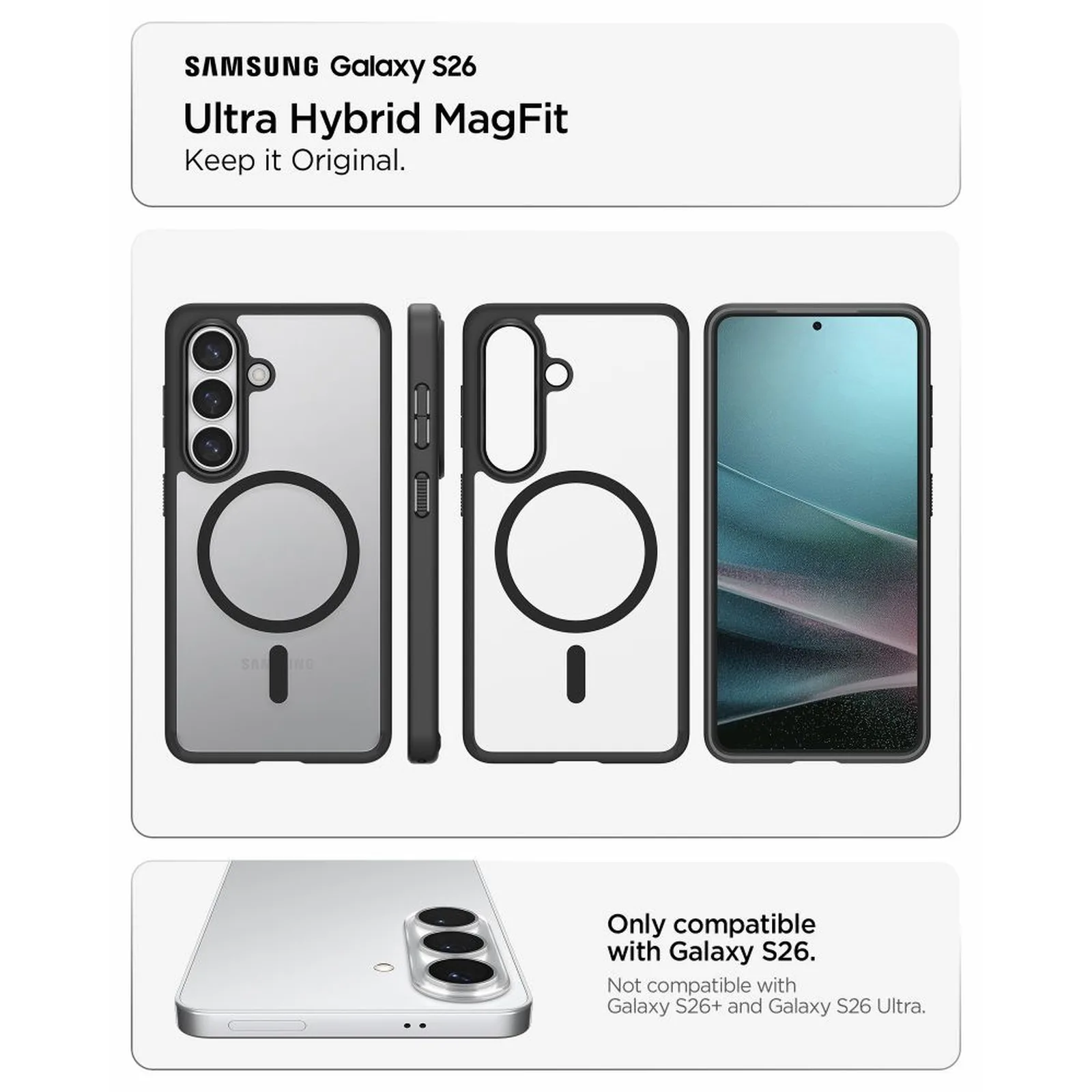 Samsung Galaxy S26 Ultra Hybrid Mag Mag MagSafe tok - átlátszó fekete 6