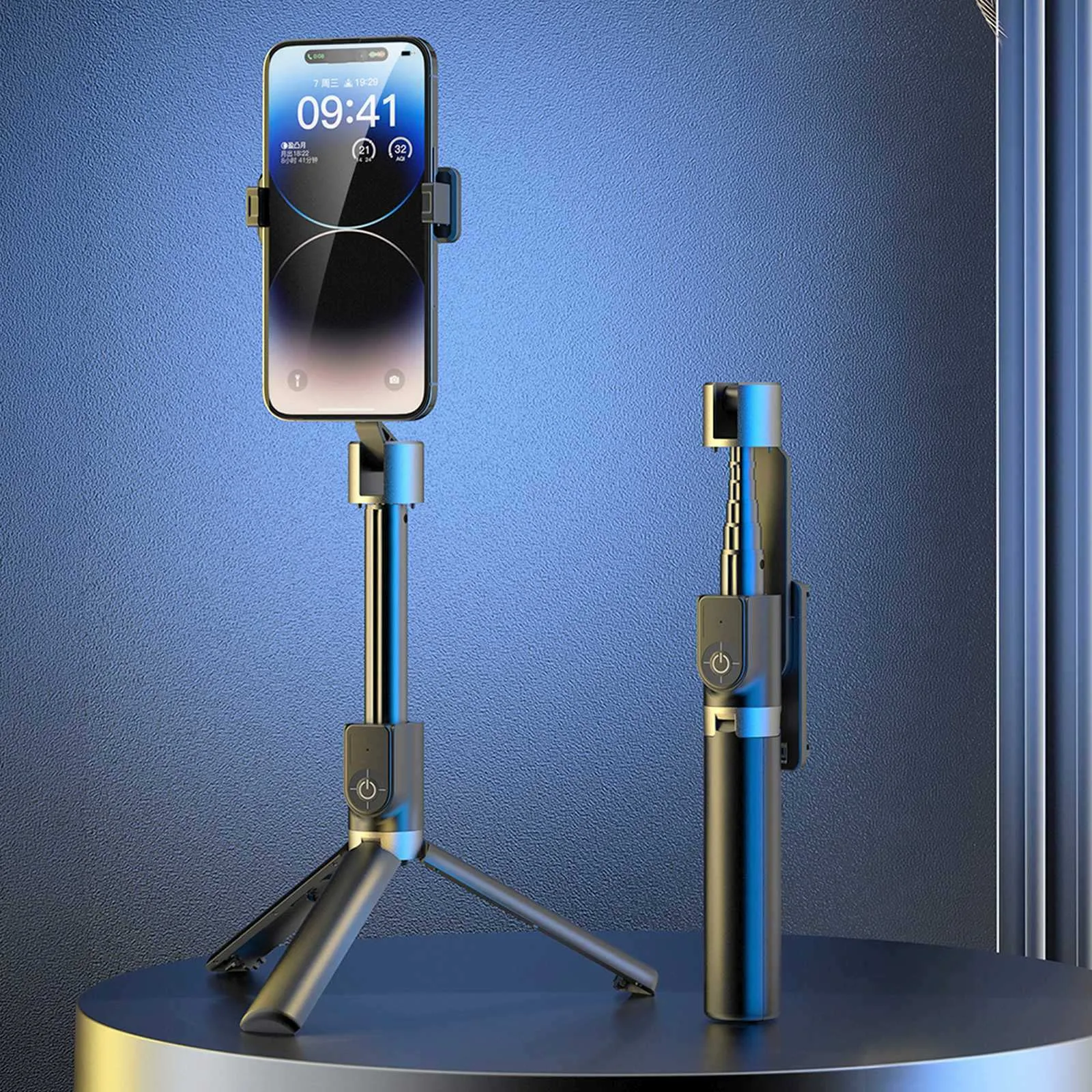 Selfie bot állvánnyal és Bluetooth távirányítóval, 1,1 m - fekete 2
