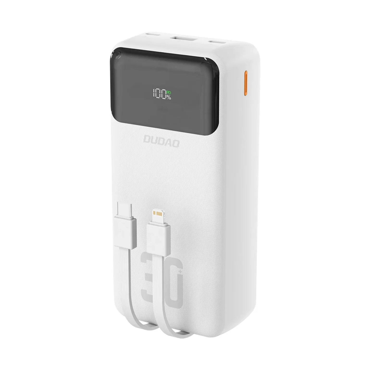 Power bank 30000mAh USB-A USB-C K15Max PD 22.5W s USB-C i iPhone Lightning kabelima - bijela