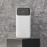 Power bank 30000mAh USB-A USB-C K15Max PD 22.5W s USB-C i iPhone Lightning kabelima - bijela 2
