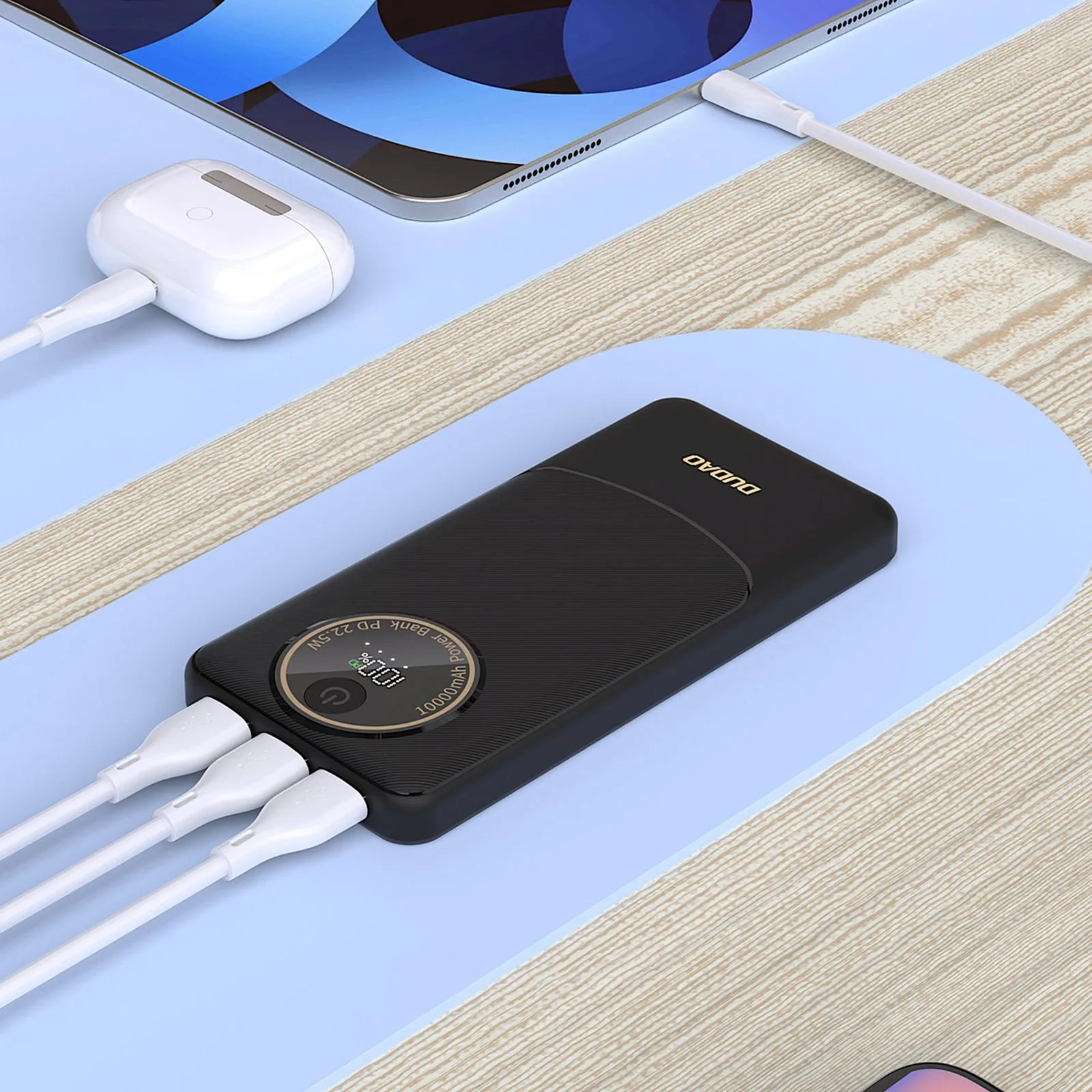 20 000 mAh-s hordozható akkumulátor USB-A, USB-C, K12Pro, 22,5 W PD – fekete 4