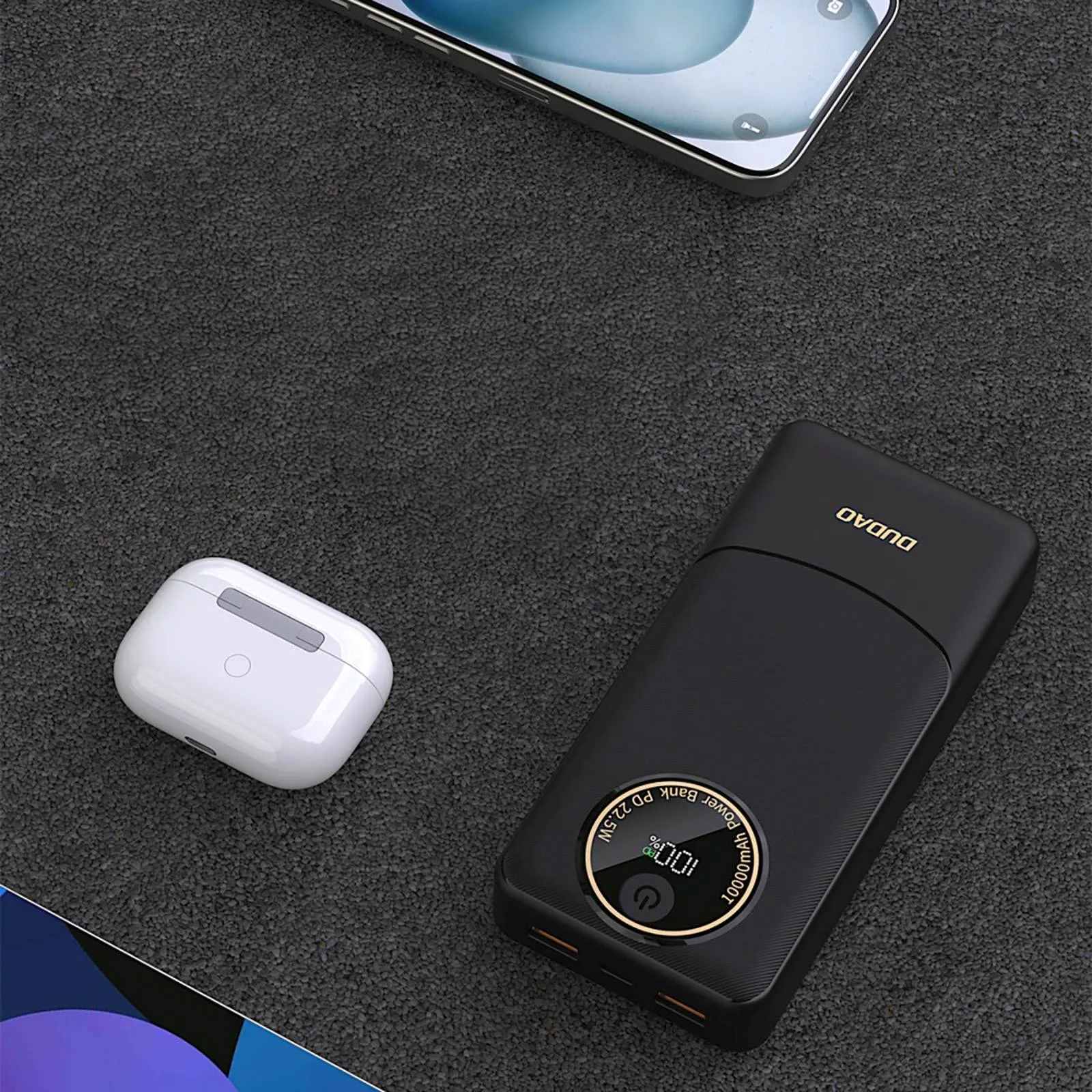 20 000 mAh-s hordozható akkumulátor USB-A, USB-C, K12Pro, 22,5 W PD – fekete 8