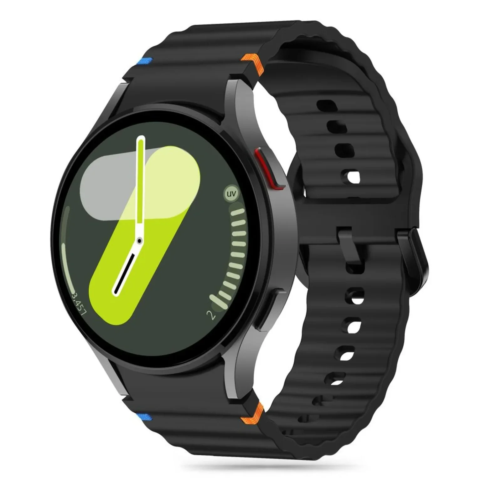 Szilikon sportszíj Samsung Galaxy Watch 4/5/5/5 Pro/6/7/FE órához - fekete Szilikon sportszíj Samsung Galaxy Watch 4/5/5/5 Pro/6/7/FE órához - fekete