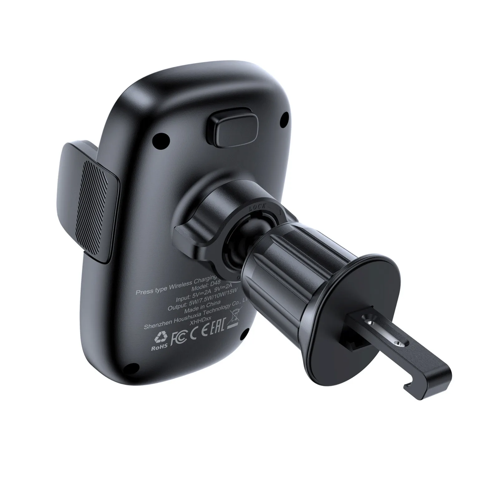 Suport auto pentru smartphone-uri cu încărcător wireless pentru ventilație - negru 2