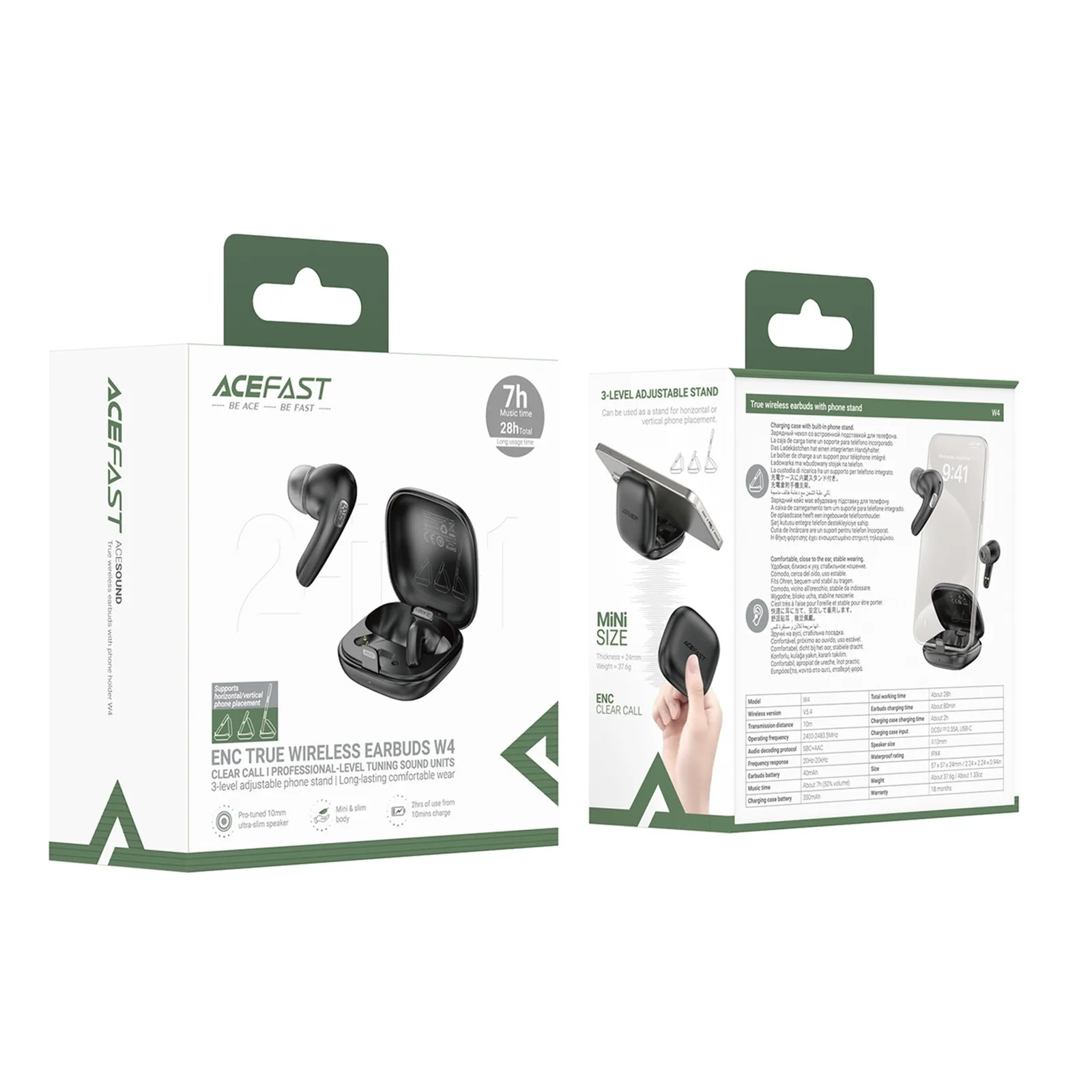 W4 TWS kabellose In-Ear-Kopfhörer mit Handyhalter-Funktion – schwarz 7