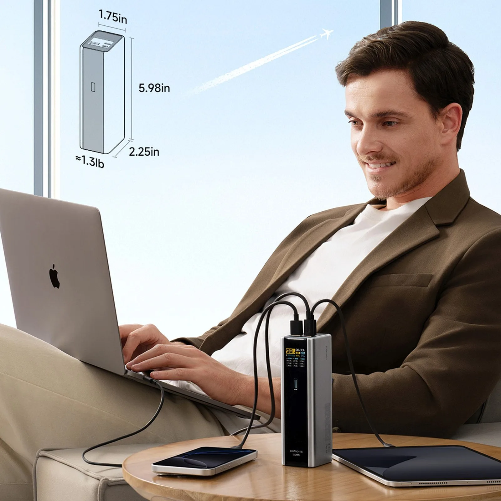 Powerbank 20000mAh USB-C USB-A 210W - szary 6