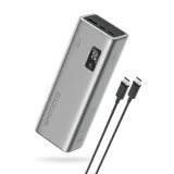 20 000 mAh-s hordozható akkumulátor, USB-A és USB-C csatlakozóval, 150 W – szürke