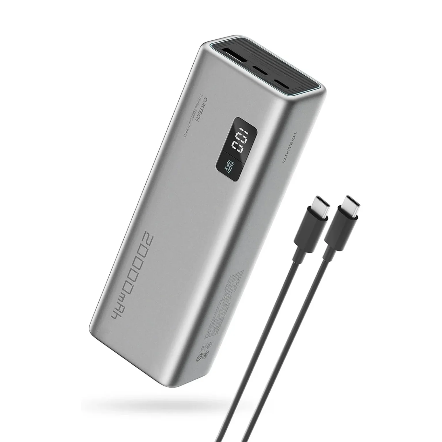 20 000 mAh-s hordozható akkumulátor, USB-A és USB-C csatlakozóval, 150 W – szürke 20 000 mAh-s hordozható akkumulátor, USB-A és USB-C csatlakozóval, 150 W – szürke