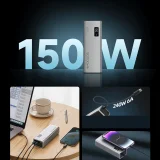 20 000 mAh-s hordozható akkumulátor, USB-A és USB-C csatlakozóval, 150 W – szürke 3