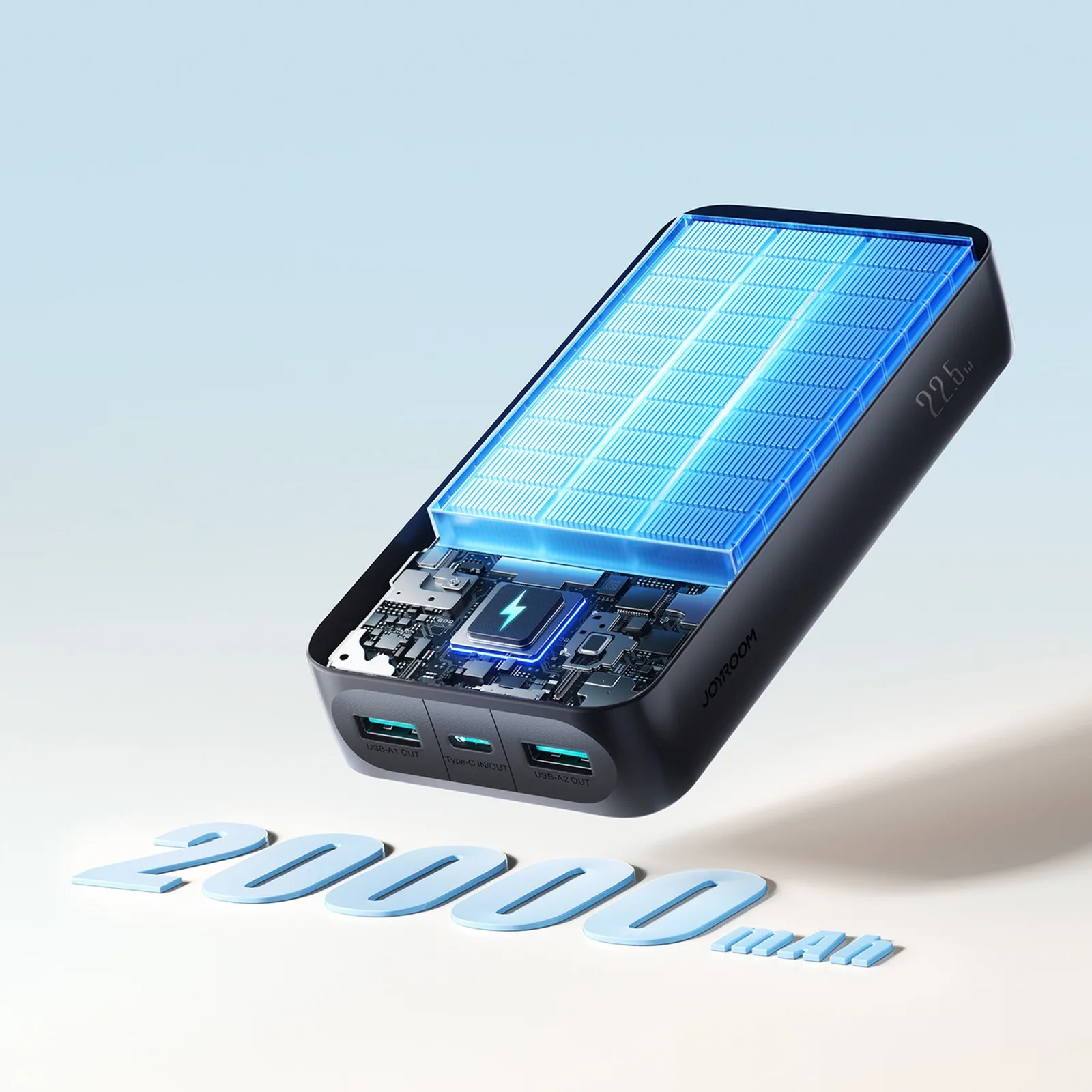 Powerbanka 20000 mAh s digitálnym displejom, USB-A, USB-C, 22,5 W – čierna 11