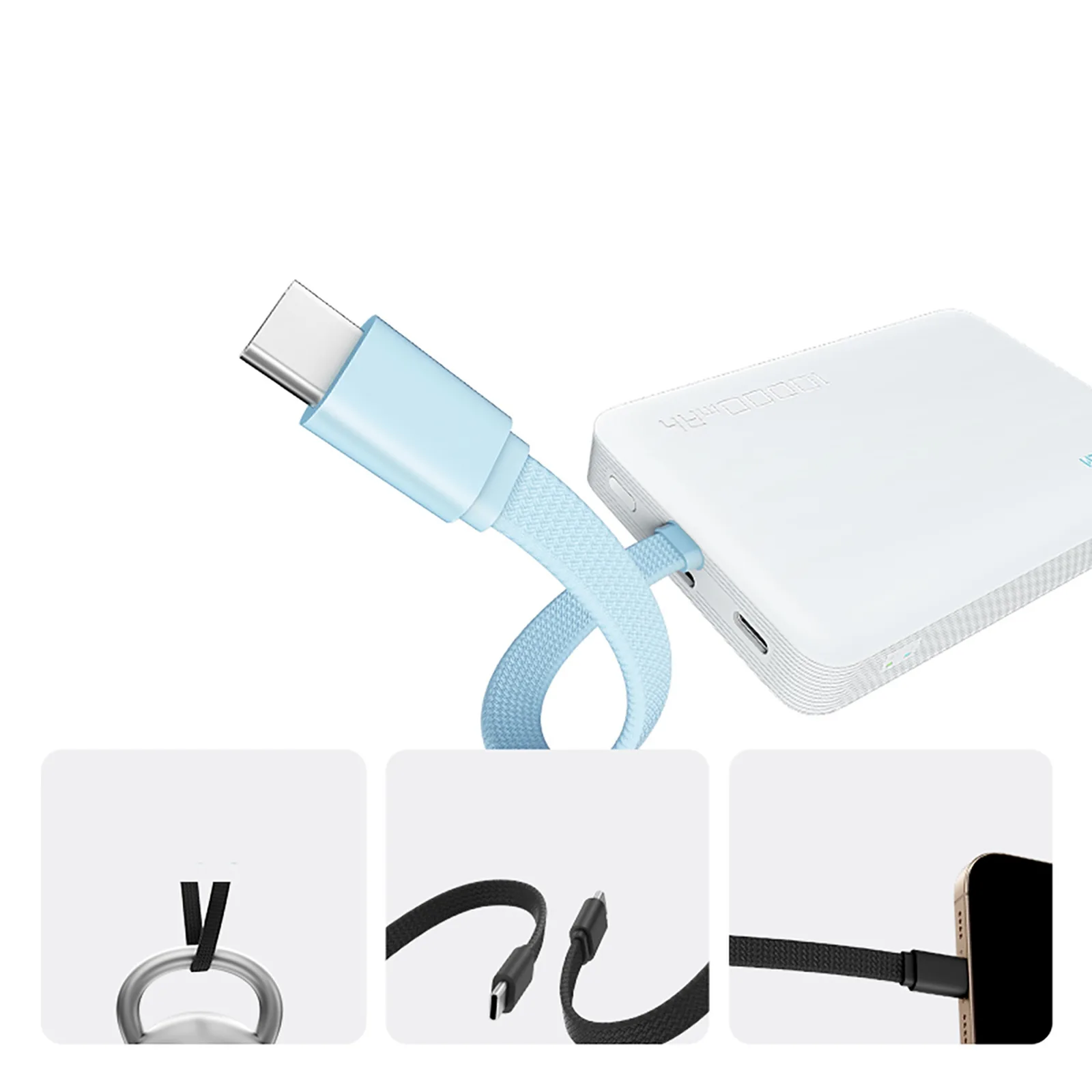 10000mAh USB-C Magnetic Power Bank cu cablu USB-C încorporat - alb 2
