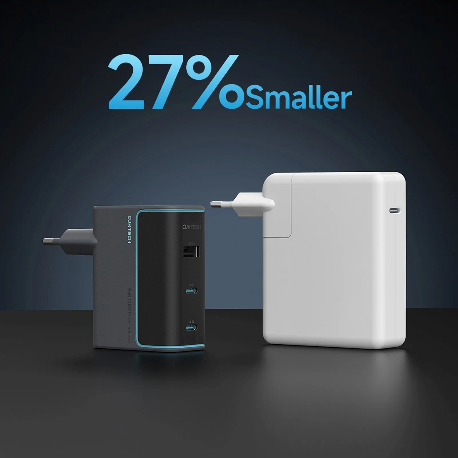 Ładowarka sieciowa USB-C USB-A z kablem USB-C GaN 100W - szara 4