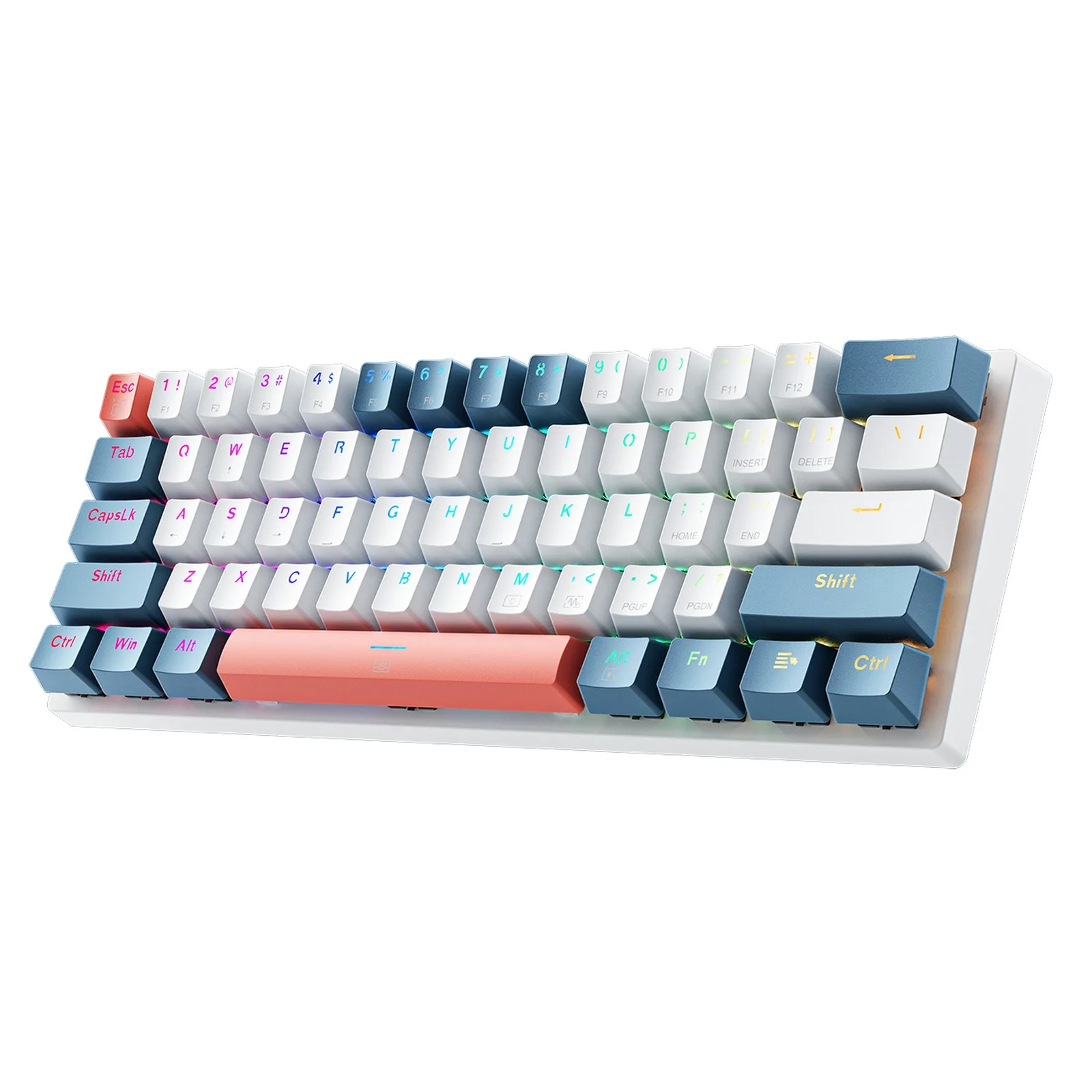 Mechanische Gaming-Tastatur mit kabelgebundenen roten Schaltern und Hintergrundbeleuchtung – Weiß und Blau Mechanische Gaming-Tastatur mit kabelgebundenen roten Schaltern und Hintergrundbeleuchtung – Weiß und Blau