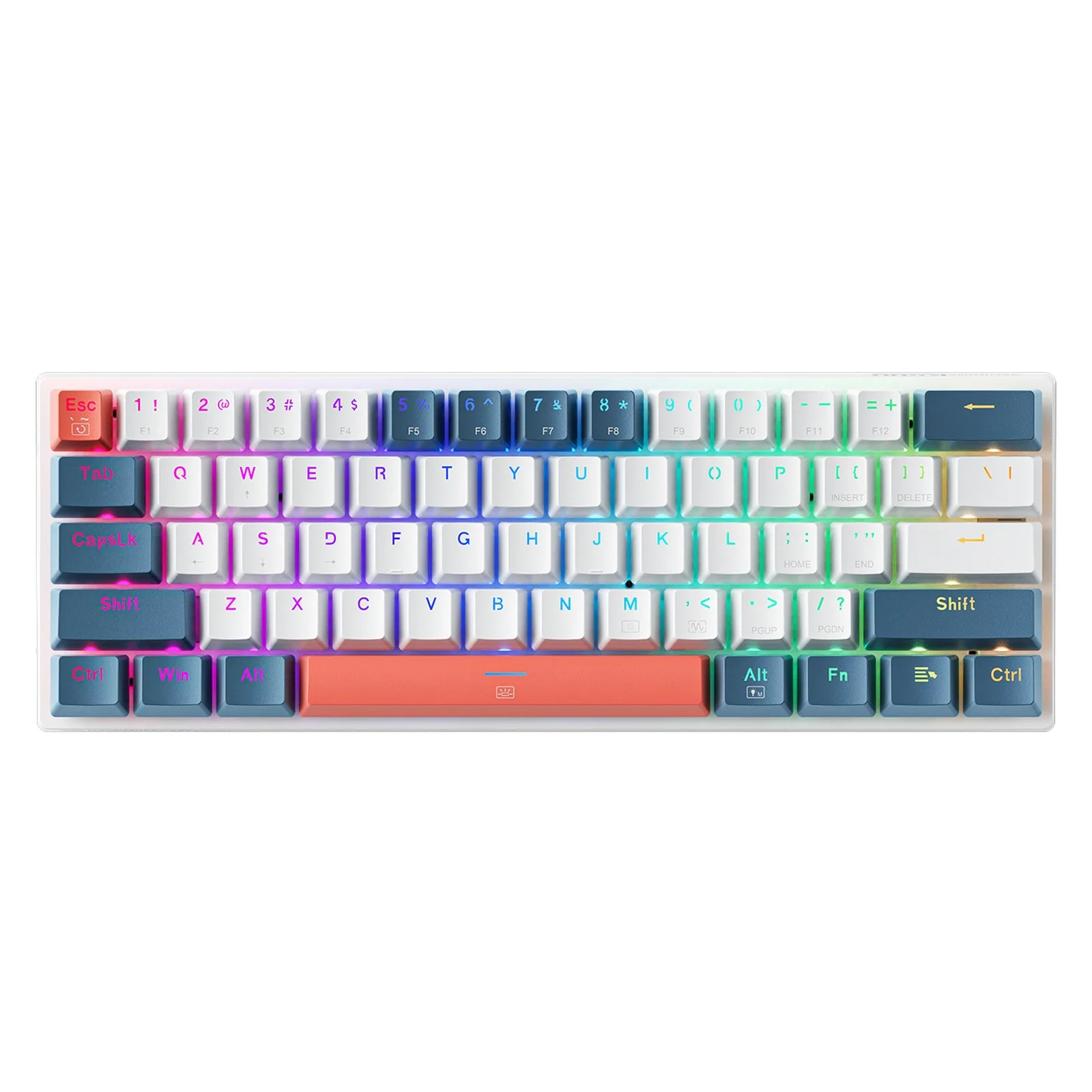Mechanische Gaming-Tastatur mit kabelgebundenen roten Schaltern und Hintergrundbeleuchtung – Weiß und Blau 2