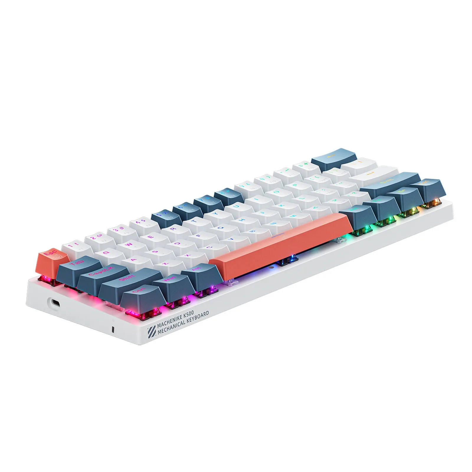 Mechanische Gaming-Tastatur mit kabelgebundenen roten Schaltern und Hintergrundbeleuchtung – Weiß und Blau 5